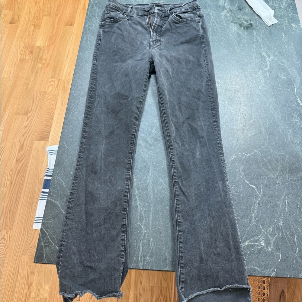 MOTHER Women's Charcoal Straight Leg Jeans